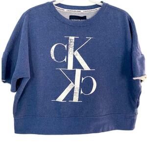 Calvin Klein jeans cropped sweatshirt short sleeves round neck pull over Med
C